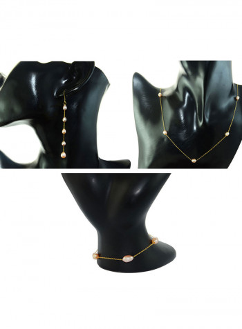 18 Karat Gold Pearls 3 Piece Jewellery Set