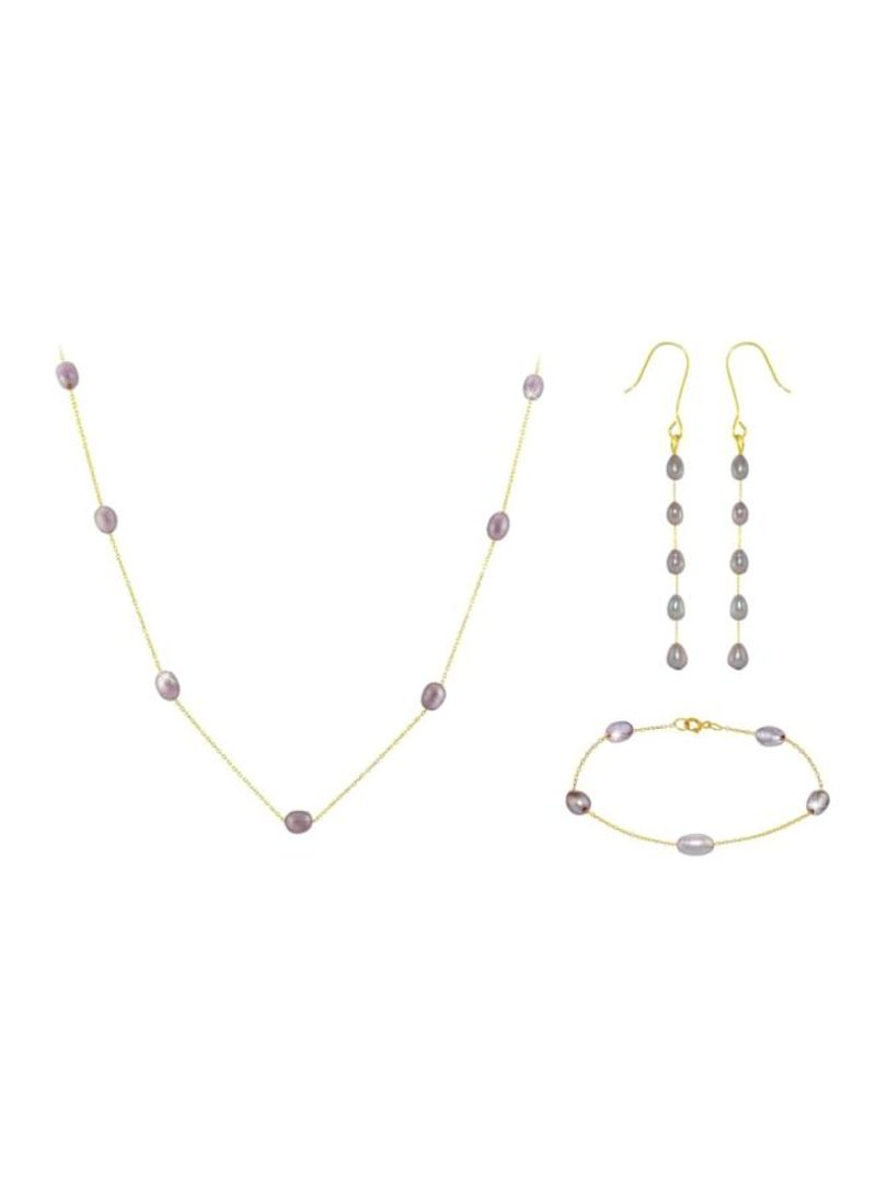 4-Piece 18 Karat Gold Pearls Jewellery Set