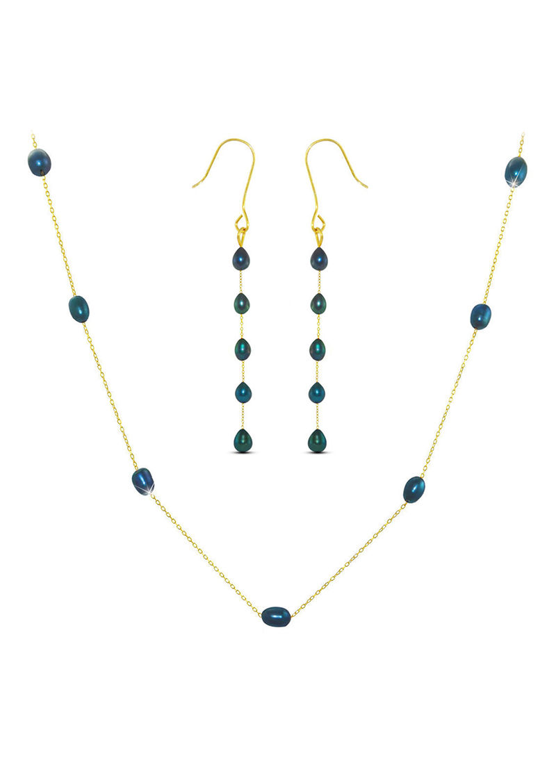 18 Karat Gold Pearls 2 Piece Jewellery Set