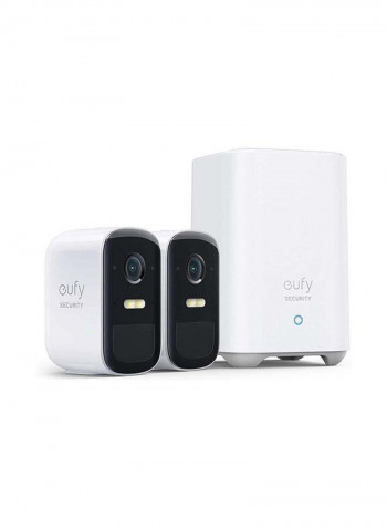 Wireless Home Security Camera System With 2K Resolution White
