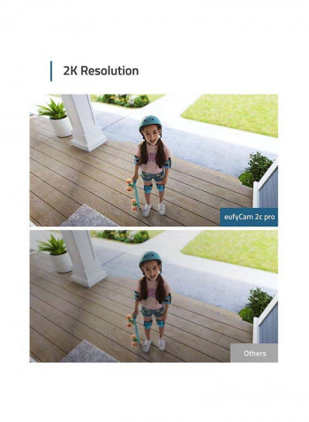 Wireless Home Security Camera System With 2K Resolution White