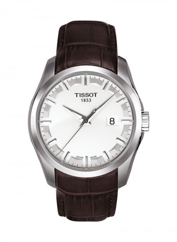 Men's Leather Analog Wrist Watch T035.410.16.031.00