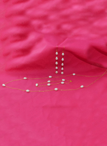 18 Karat Gold Pearls 3 Piece Jewellery Set