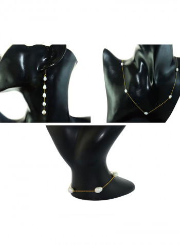 18 Karat Gold Pearls 3 Piece Jewellery Set
