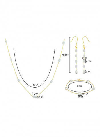 18 Karat Gold Pearls 3 Piece Jewellery Set