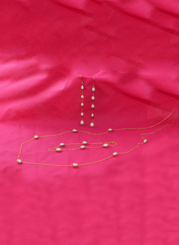 18 Karat Gold Pearls 3 Piece Jewellery Set