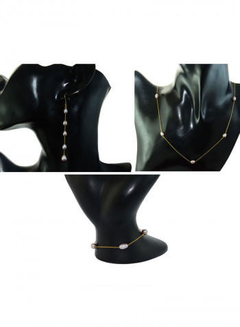 18 Karat Gold Pearls 3 Piece Jewellery Set