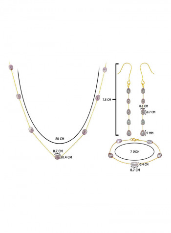 18 Karat Gold Pearls 3 Piece Jewellery Set