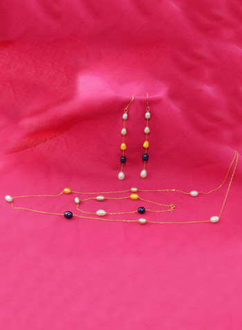 18 Karat Gold Pearls 3 Piece Jewellery Set