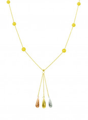 18 Karat Solid 3 Tone Gold Gradual Built In Pearl With Drop Pendant Necklace reviews 18 Karat Solid 3 Tone Gold Gradual Built In Pearl With Drop Pendant Necklace