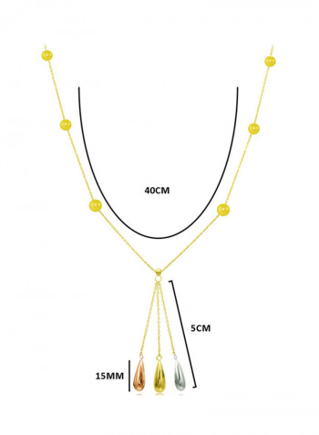 18 Karat Solid 3 Tone Gold Gradual Built In Pearl With Drop Pendant Necklace