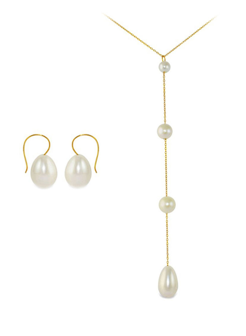 18 Karat Gold Gradual Pearl Jewellery Set