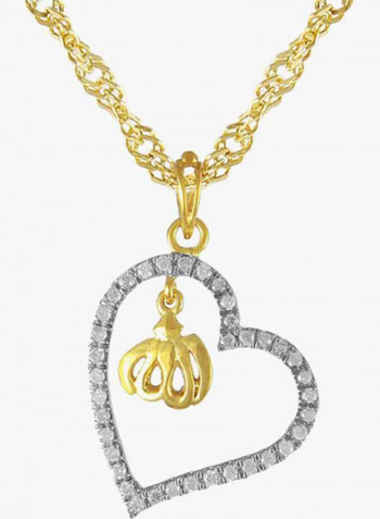 18 Karat Solid Gold Diamond Studded "Allah In The Heart" Pendant