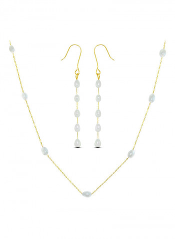 18 Karat Gold Pearls 2 Piece Jewellery Set