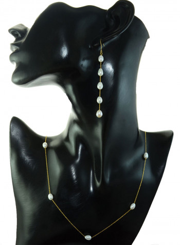 18 Karat Gold Pearls 2 Piece Jewellery Set