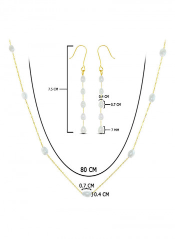 18 Karat Gold Pearls 2 Piece Jewellery Set