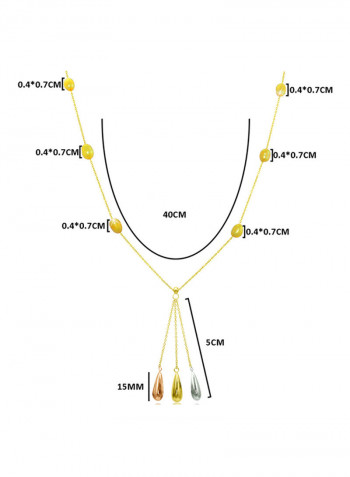 18 Karat Solid 3 Tone Gold Gradual Built In Pearl With Drop Necklace