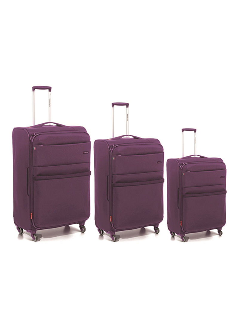 Venice Softside 3 Piece Luggage Trolley Set Purple