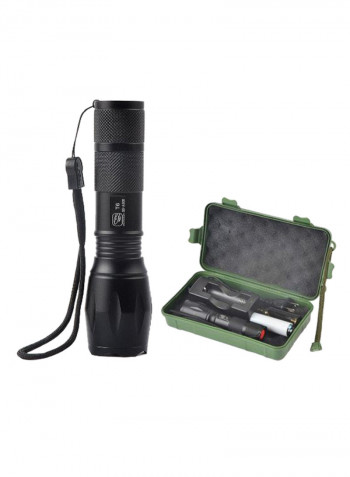 2000 Lumens Adjustable Focus Zoomable Flashlight Black 4x13centimeter