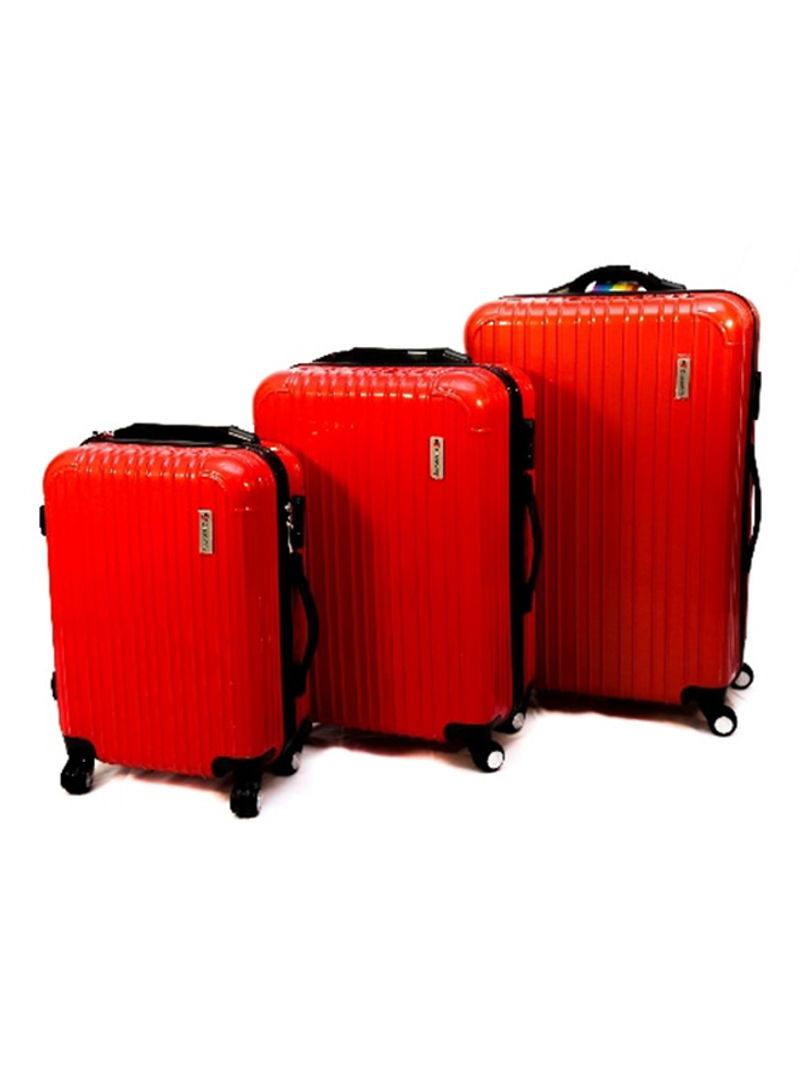 3-Piece Arabic Style Trolley Luggage Set With Scale And Tracker Red
