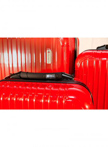 3-Piece Arabic Style Trolley Luggage Set With Scale And Tracker Red