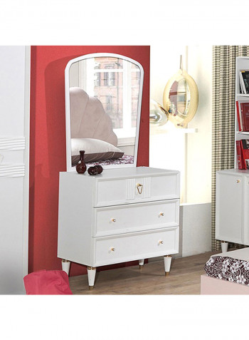 Orchid 3-Drawer Dresser With Mirror White 80x81x46cm