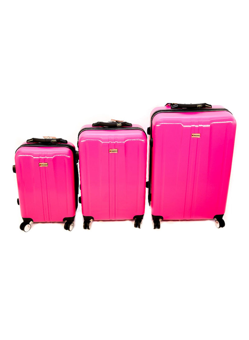 3-Piece Prestige Trolley Luggage Set With Scale And Tracker Pink