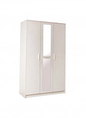 Boston 3-Door Wardrobe With Mirror White 128x210x55cm