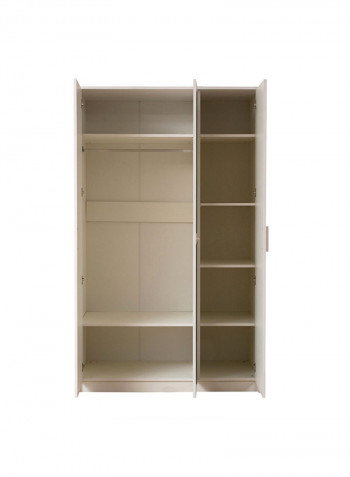 Boston 3-Door Wardrobe With Mirror White 128x210x55cm