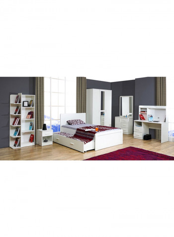 Boston 3-Door Wardrobe With Mirror White 128x210x55cm