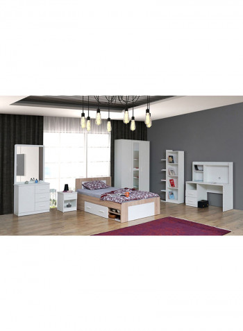 Boston 3-Door Wardrobe With Mirror White 128x210x55cm