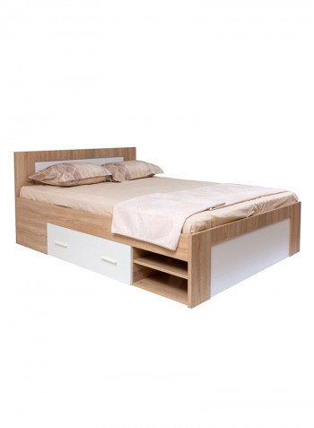 Boston Queen Storage Bed With 2 Drawers White/Brown 150x200cm