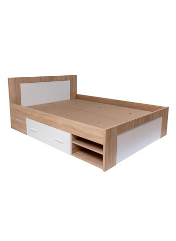 Boston Queen Storage Bed With 2 Drawers White/Brown 150x200cm