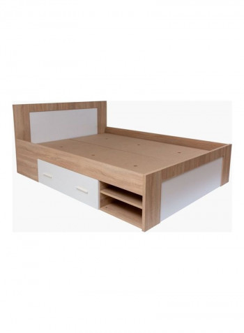 Boston Queen Storage Bed With 2 Drawers White/Brown 150x200cm
