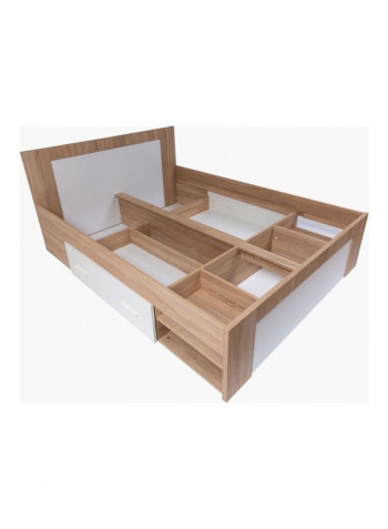 Boston Queen Storage Bed With 2 Drawers White/Brown 150x200cm