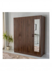 Como 4-Door Wardrobe With Mirror Brown 190 x 153 x 59cm