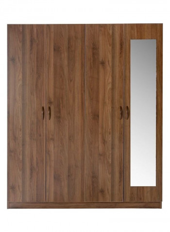 Como 4-Door Wardrobe With Mirror Brown 190 x 153 x 59cm