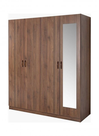 Como 4-Door Wardrobe With Mirror Brown 190 x 153 x 59cm