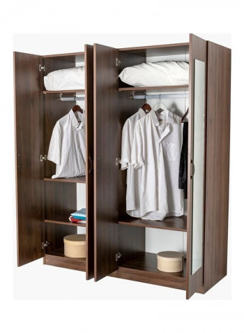 Como 4-Door Wardrobe With Mirror Brown 190 x 153 x 59cm