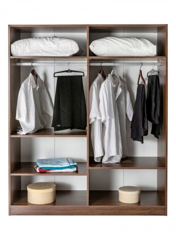 Como 4-Door Wardrobe With Mirror Brown 190 x 153 x 59cm