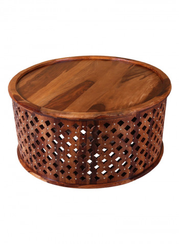 Jodhpur Round Coffee Table Brown 90x45x90cm
