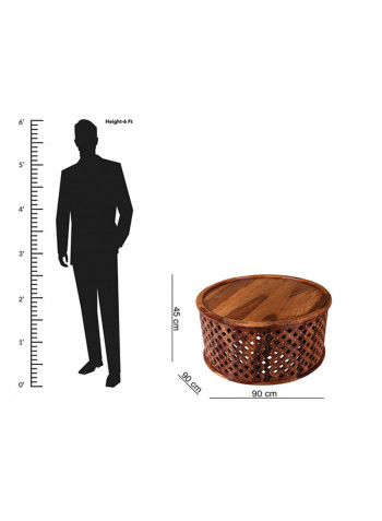 Jodhpur Round Coffee Table Brown 90x45x90cm