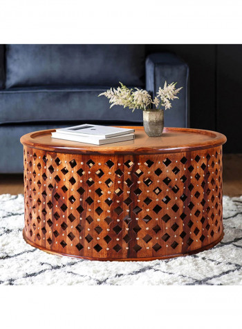 Jodhpur Round Coffee Table Brown 90x45x90cm