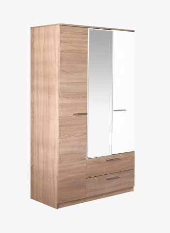 3-Door Wardrobe With Mirror Multicolour 109 x 184 x 52centimeter