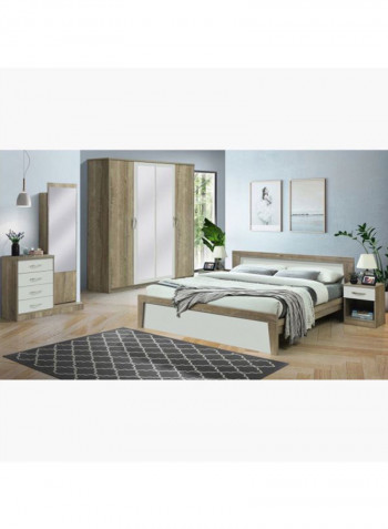 Melody 4-Door Wardrobe With 2 Mirrors Brown/Clear 208x210x55centimeter