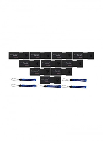 15-Piece Portable Flash Drive WIth Lanyards 128GB Black