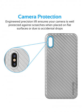 Carbon Fibre iPhone X Case, Ultra-Thin Flexible Carbon Fiber Anti-Slip Case with Scratch Resistance and Shockproof Non-Bulky Protective Case Cover for Apple iPhone X Silver