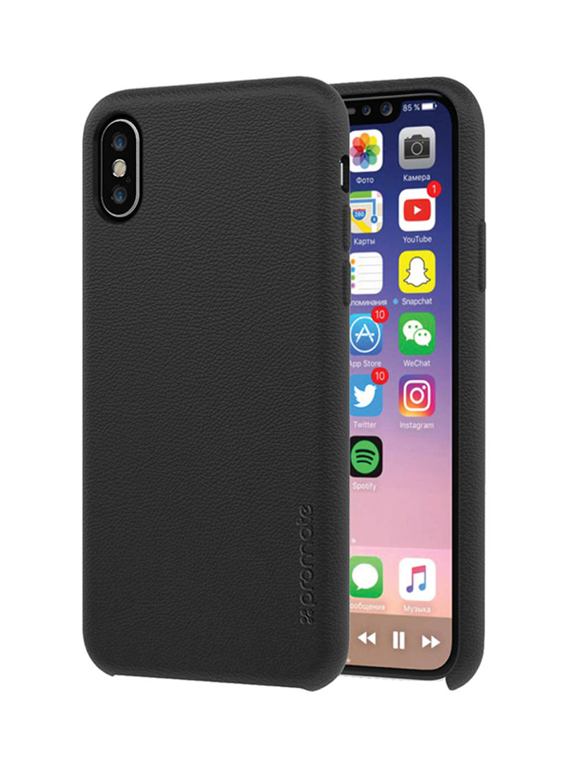 iPhone X Case, Premium Genuine Leather Slim Shock Absorbing Case with Drop Protection and Excellent Grip 5.8 Inch Apple iPhone X Black