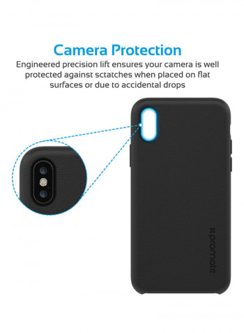 iPhone X Case, Premium Genuine Leather Slim Shock Absorbing Case with Drop Protection and Excellent Grip 5.8 Inch Apple iPhone X Black