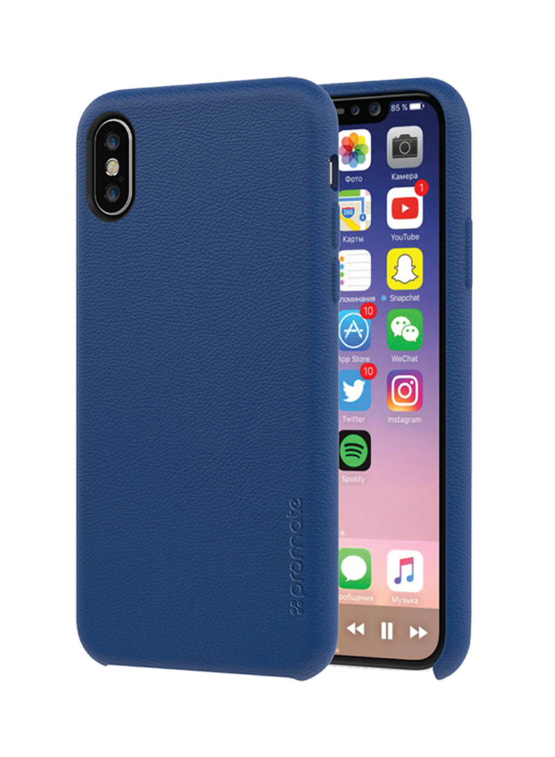 iPhone X Case, Premium Genuine Leather Slim Shock Absorbing Case with Drop Protection and Excellent Grip 5.8 Inch Apple iPhone X Blue